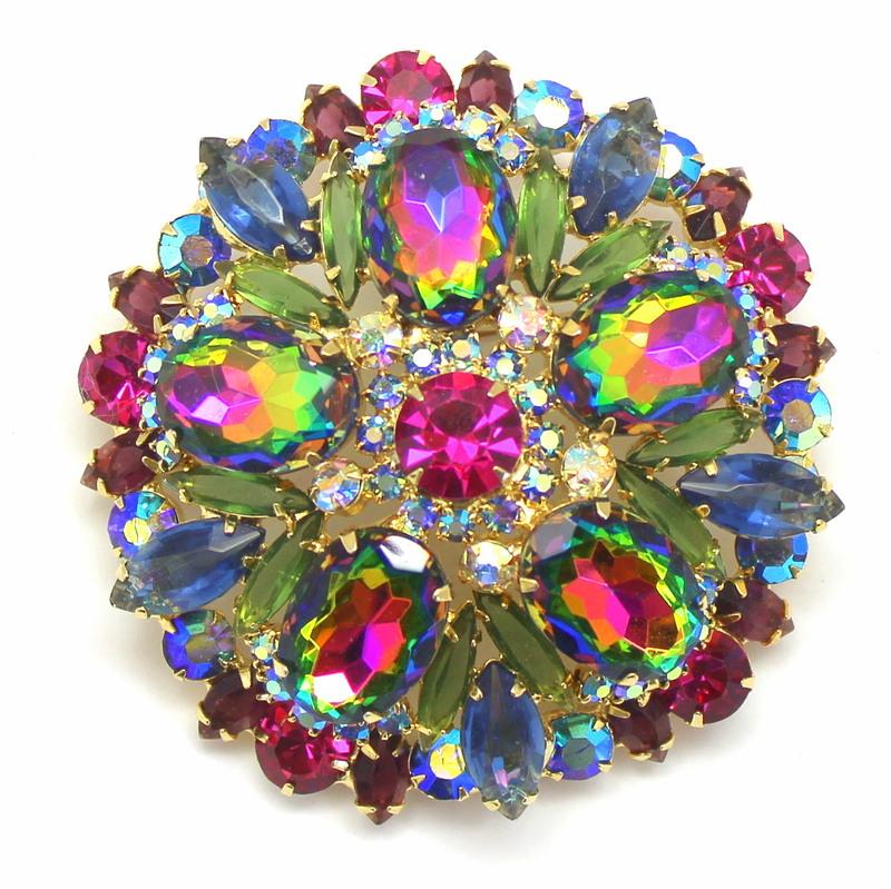 Front view of Multiple Colors Oval Multi-Color/Shaded Brooch