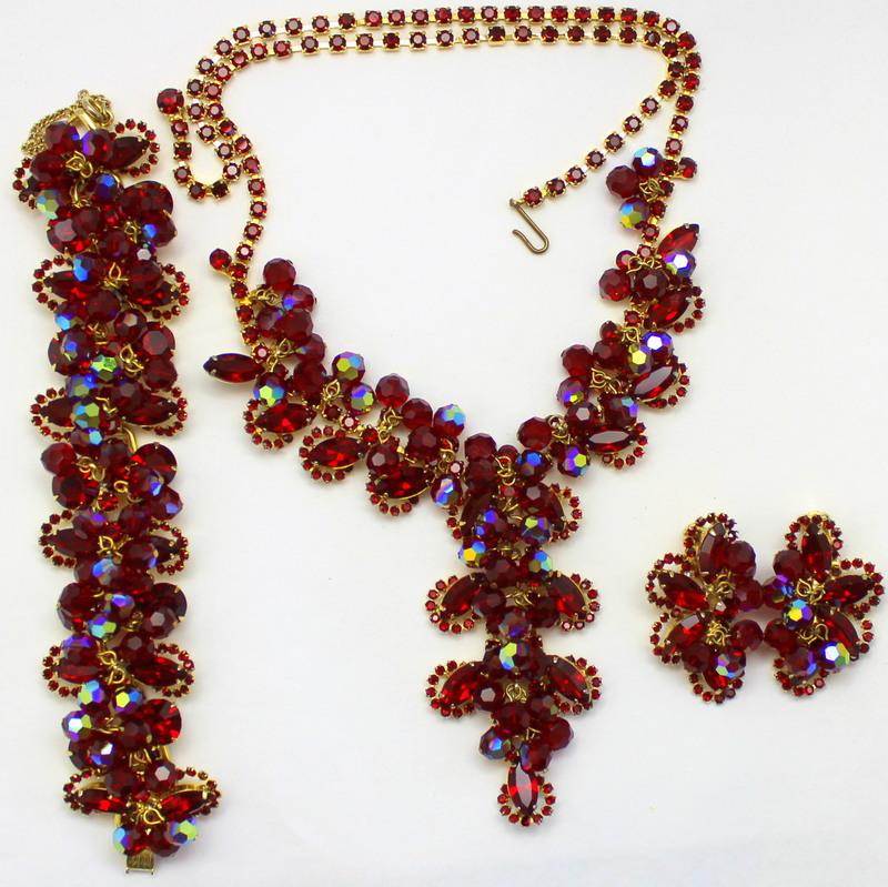 Front view of Red Navettes Bracelet 5 Link
