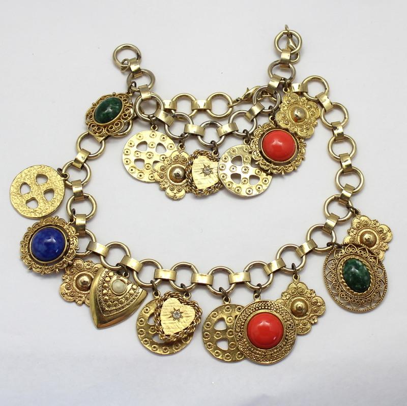Front view of Multiple Colors Cabochons Bracelet Charm