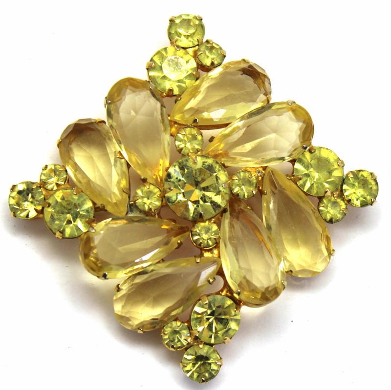 Front view of Yellow Pear Brooch