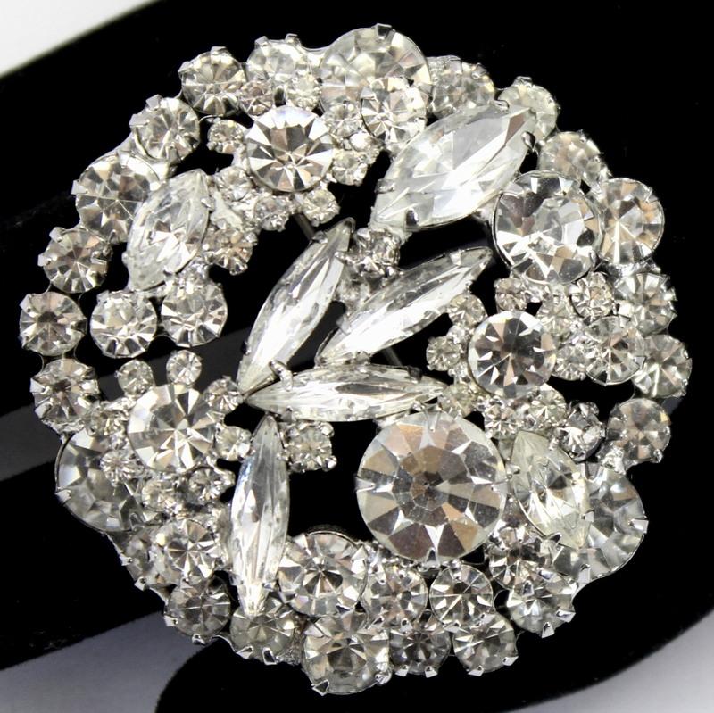 Front view of Clear Navettes Brooch