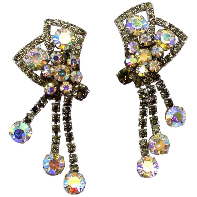 Front view of Gray (black Diamond) Chatons Only Earrings Clip