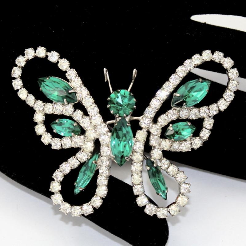 Front view of Green Navettes Brooch