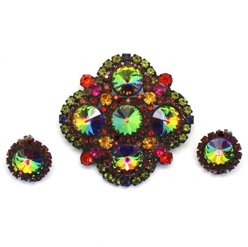 Front view of Multiple Colors Chatons Only Rivoli/Margarita Earrings Clip