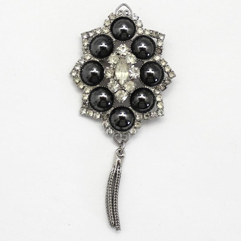 Front view of Hematite Cabochons Brooch