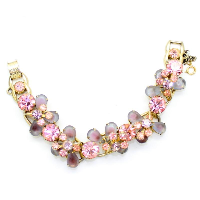 Front view of Pink Pear Frosted Bracelet 5 Link
