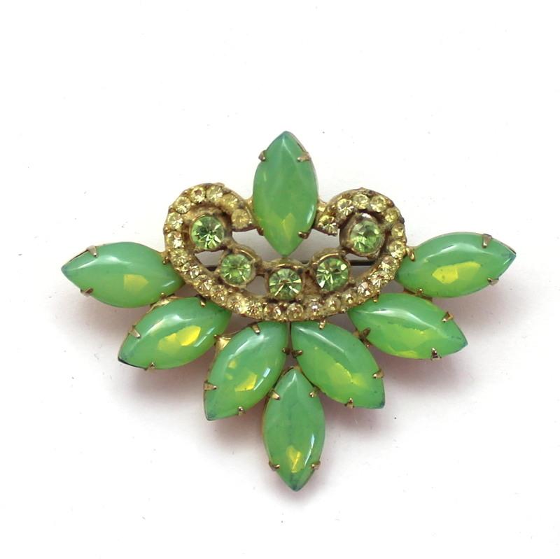 Front view of Green Cabochons Brooch