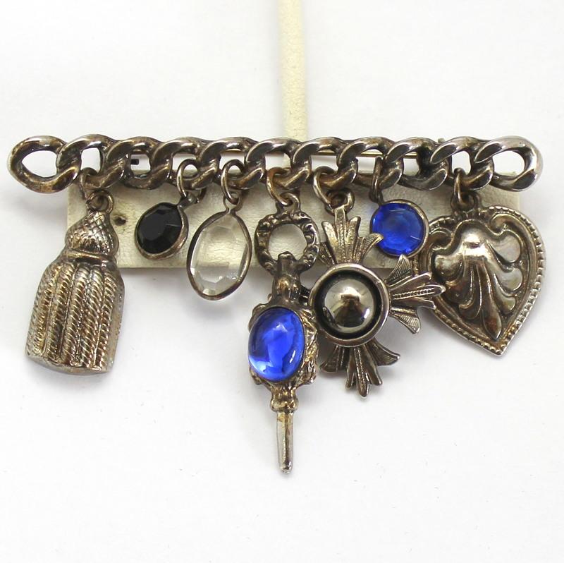 Front view of Blue Cabochons Brooch
