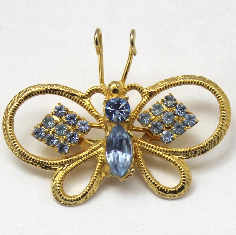 Front view of Blue Navettes Brooch