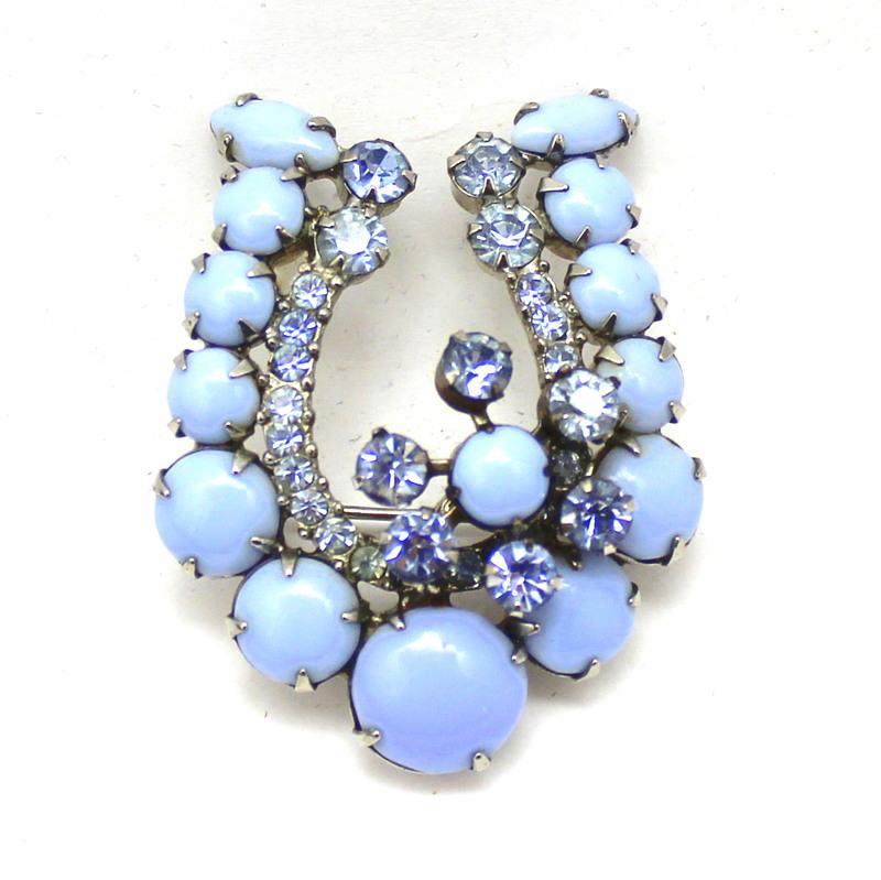 Front view of Blue Cabochons Brooch