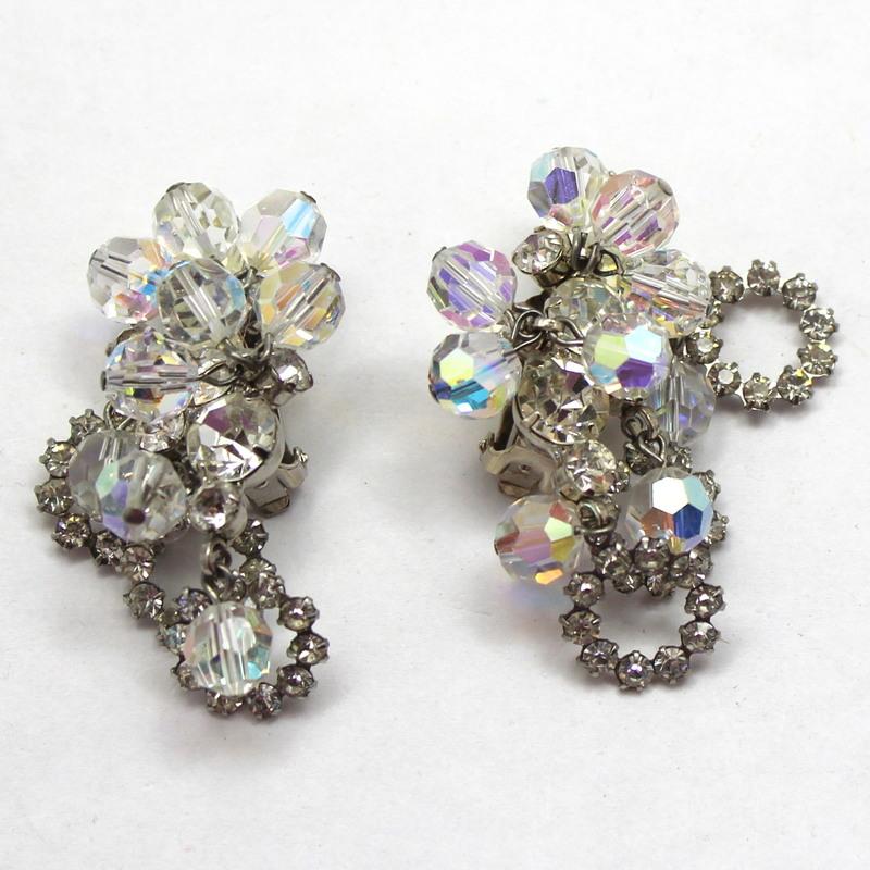 Front view of Clear Chatons Only Earrings Clip