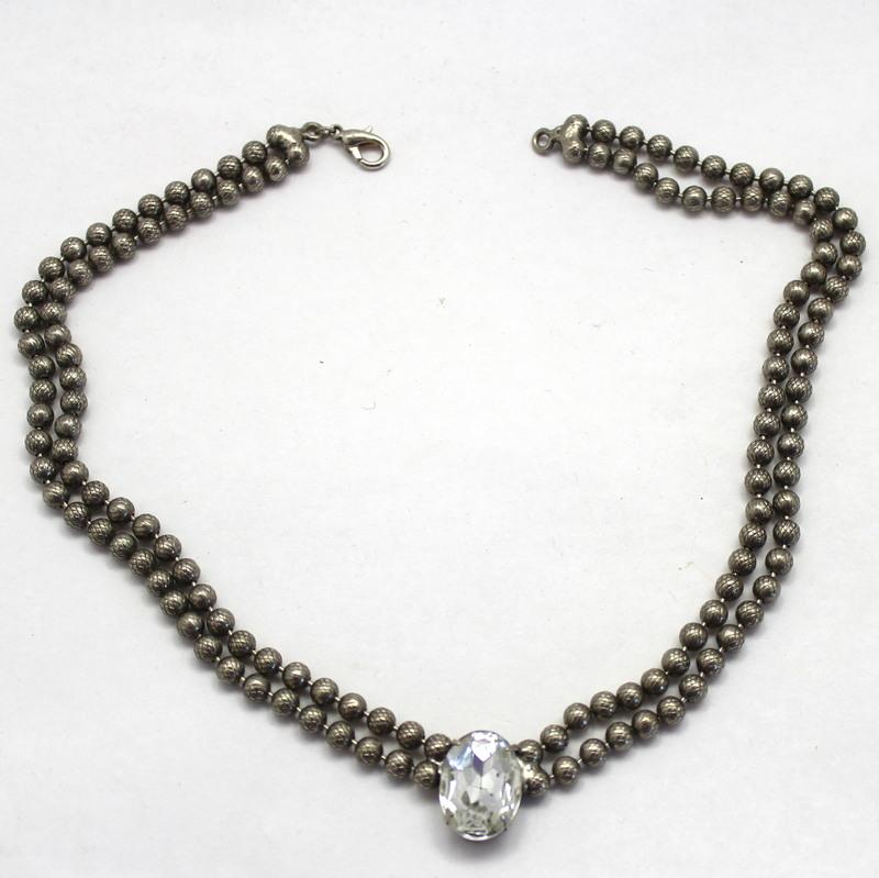Front view of Clear Oval Necklace