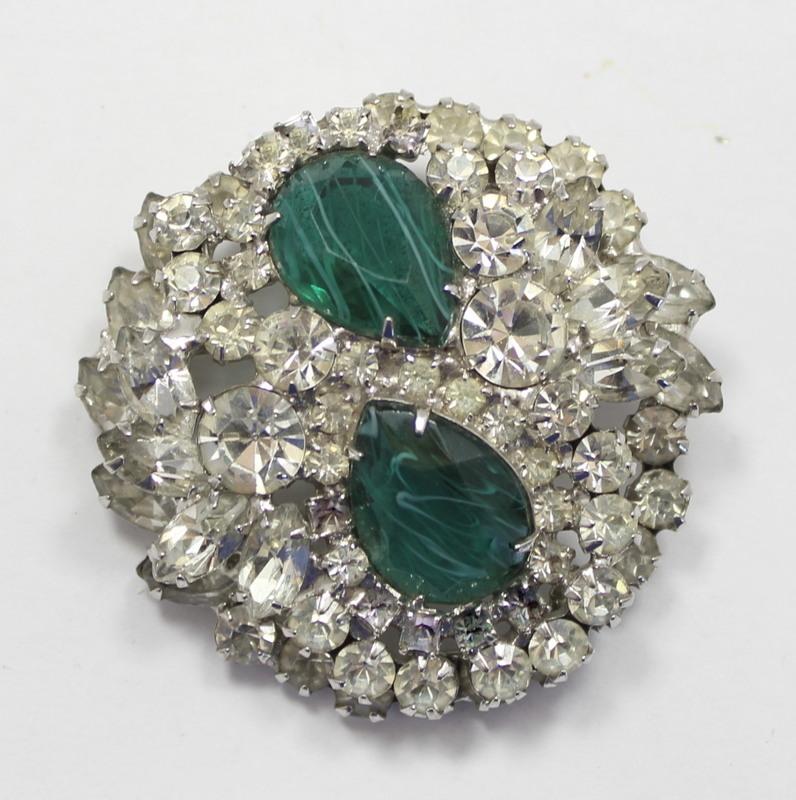 Front view of Green Oval Brooch