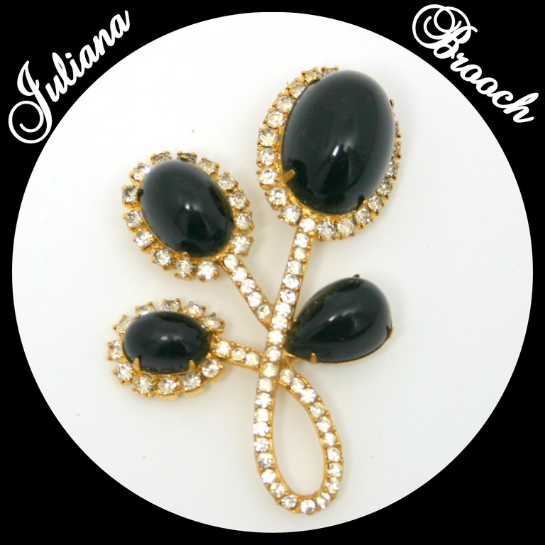 Front view of Black (jet) Cabochons Brooch