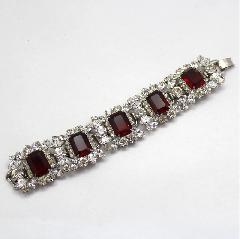 Red Emerald Cut Bracelet 5 Link