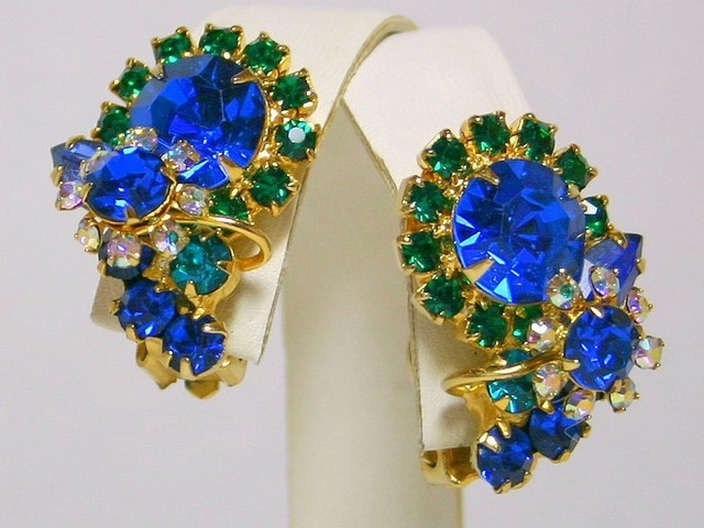 Front view of Blue Chatons Only Earrings Clip