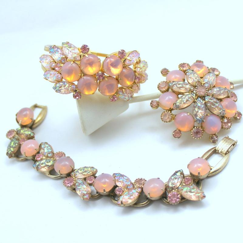 Front view of Pink Cabochons Molded/Cut Brooch