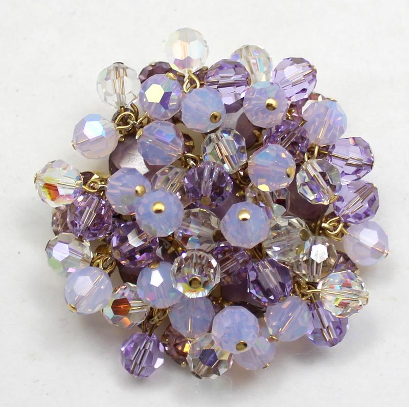 Front view of Purple (cardinal) Cabochons Frosted Brooch