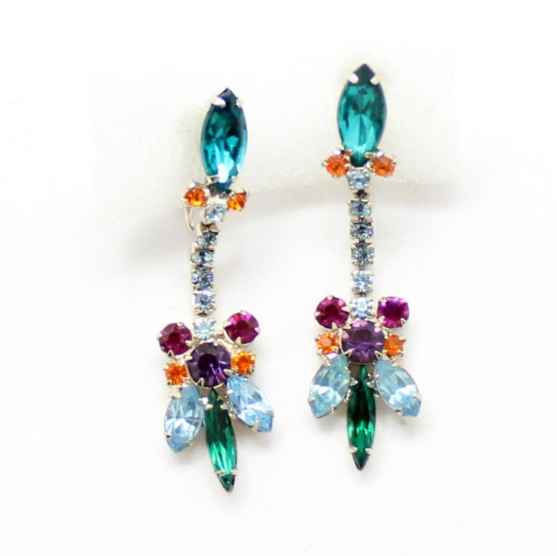 Front view of Blue Navettes Earrings Clip