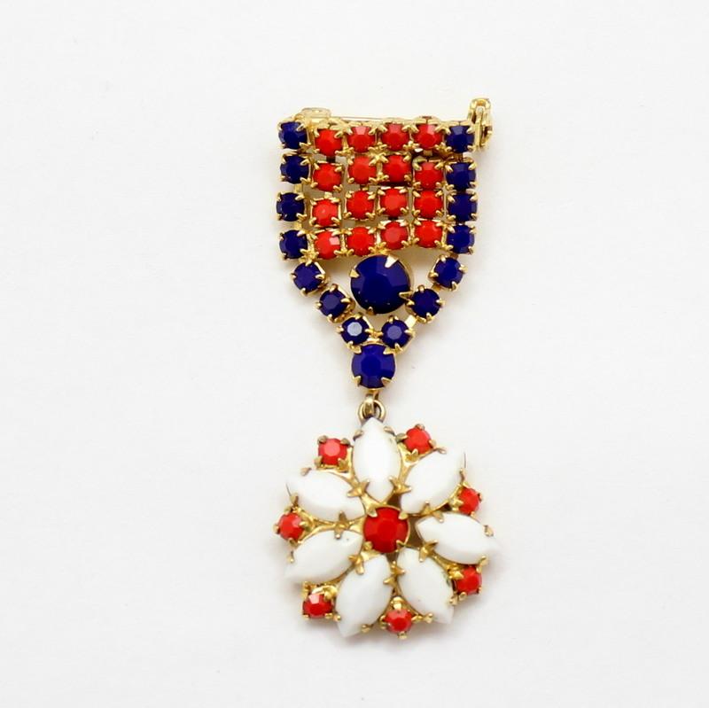 Front view of Patriotic Navettes Brooch
