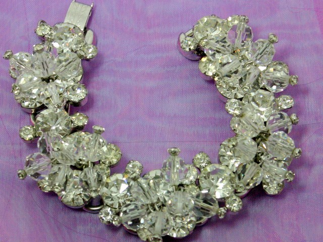 Front view of Clear Chatons Only Bracelet 5 Link