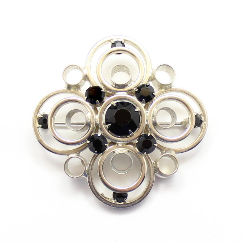 Front view of Black (jet) Chatons Only Brooch