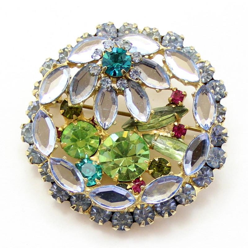 Front view of Blue Navettes Brooch