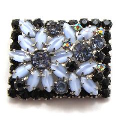 Blue Navettes Frosted Brooch