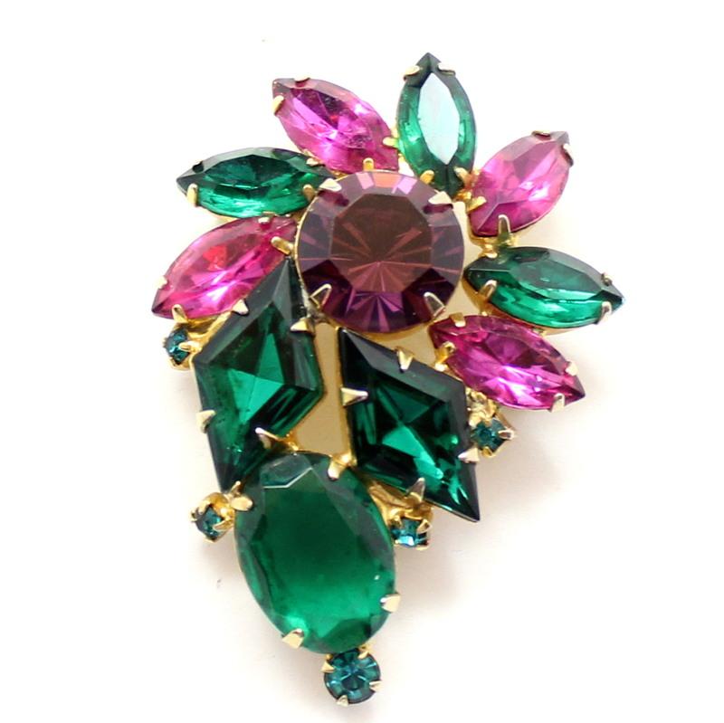 Front view of Green Diamond Brooch