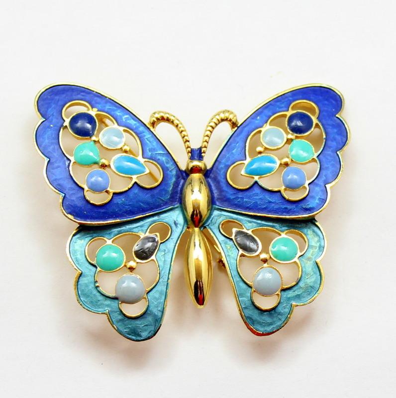 Front view of Blue Chatons Only Brooch