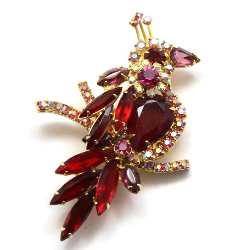Front view of Red Pear Brooch