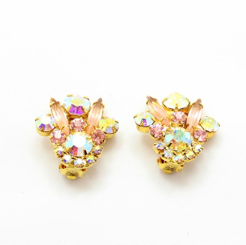 Front view of Pink Navettes Earrings Clip