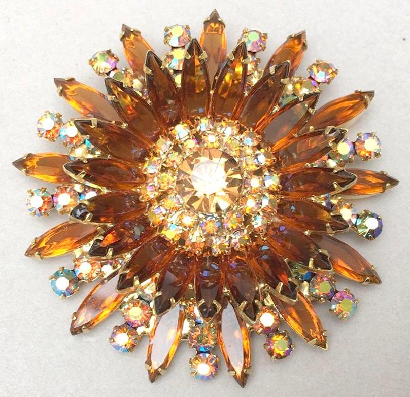 Front view of Topaz Navettes Brooch