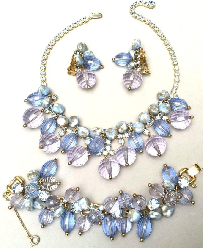 Front view of Blue Chatons Only Earrings Clip