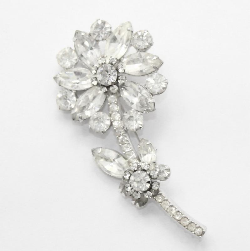 Front view of Clear Navettes Brooch