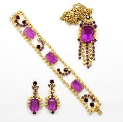 Purple (cardinal) Emerald Cut Bracelet Flat Push In