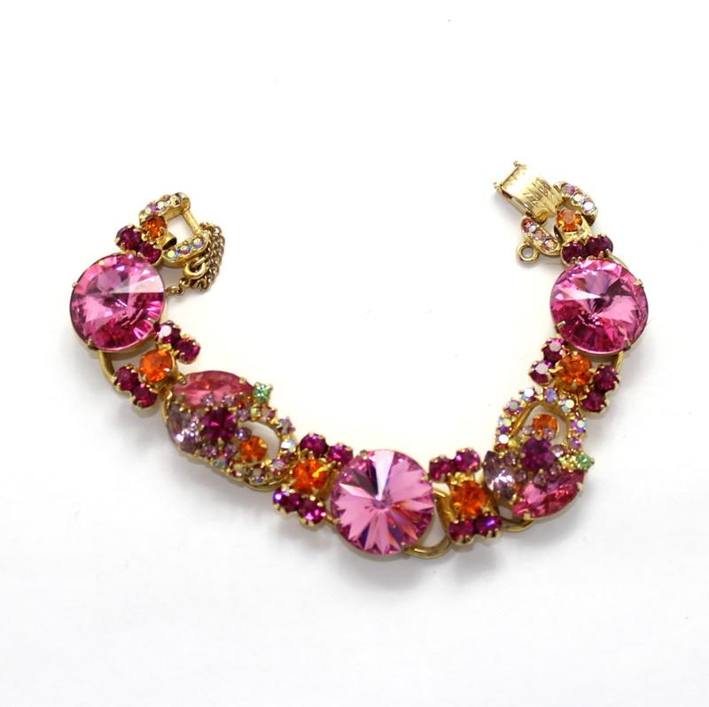 Front view of Pink Navettes Rivoli/Margarita Bracelet 5 Link