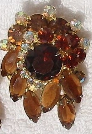 Front view of Topaz Navettes Brooch