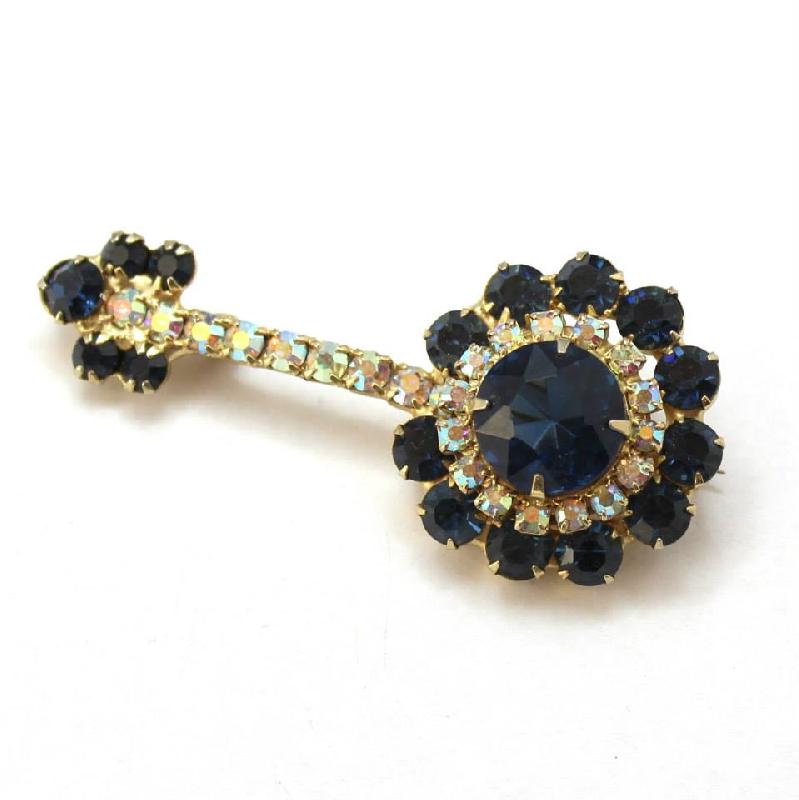 Front view of Blue Chatons Only Brooch
