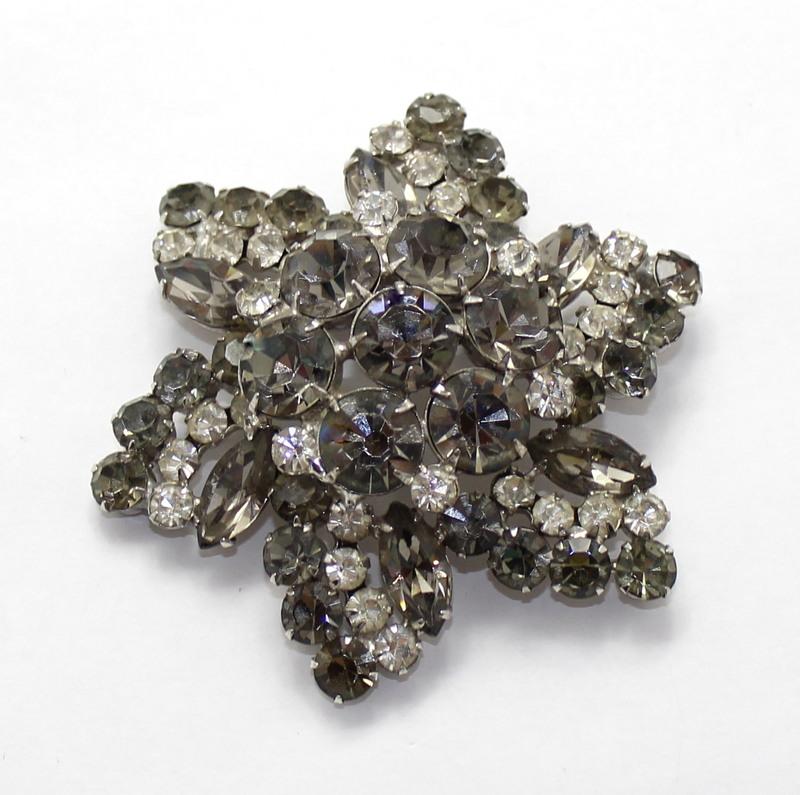 Front view of Gray (black Diamond) Navettes Brooch