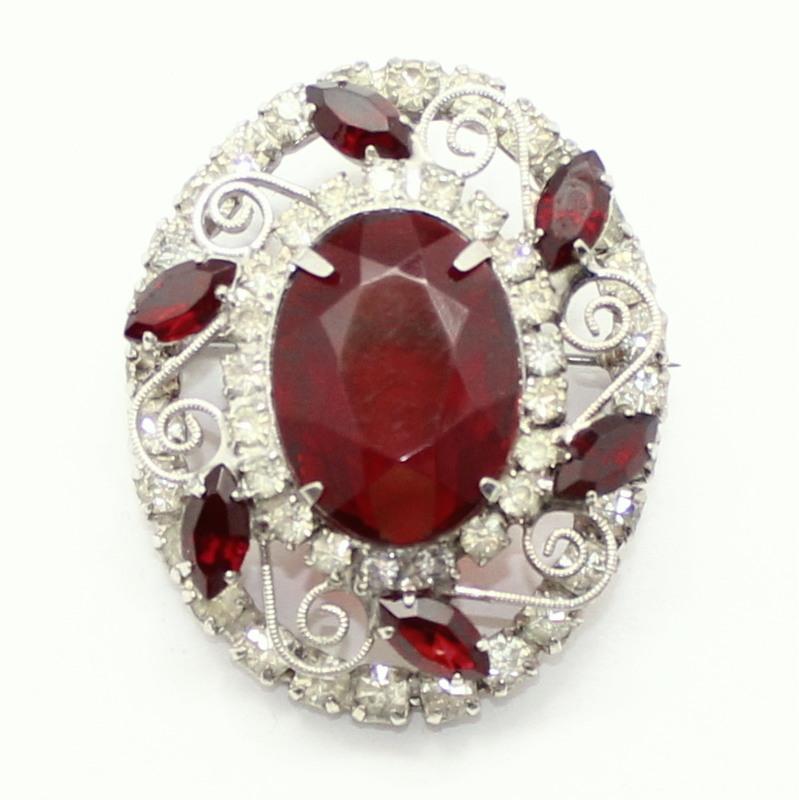 Front view of Red Oval Pin Pendant