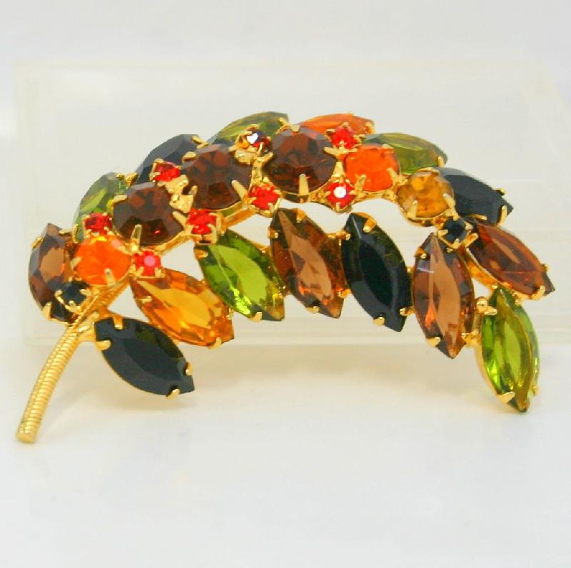 Front view of Fall Navettes Brooch