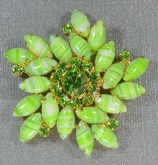 Green Navettes Striped Brooch