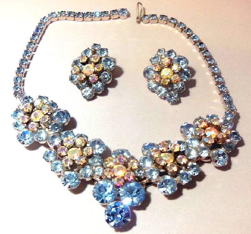 Front view of Blue Chatons Only Earrings Clip