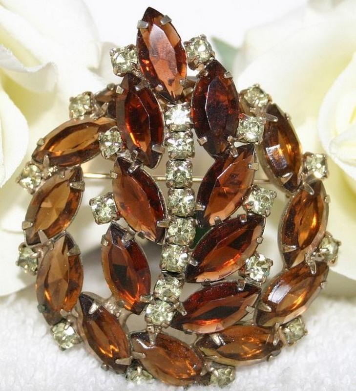 Front view of Topaz Navettes Brooch