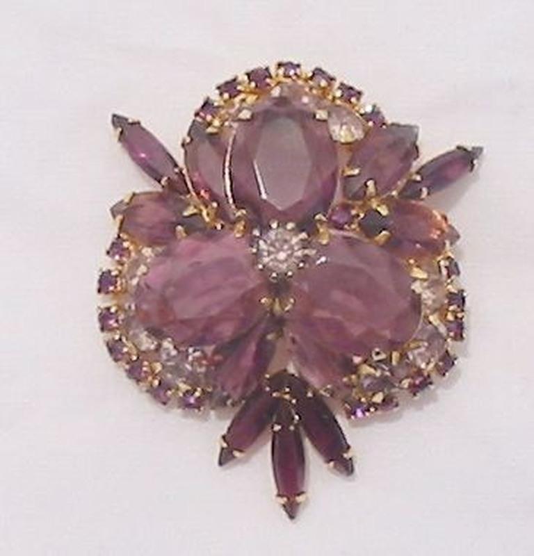 Front view of Purple (cardinal) Oval Brooch