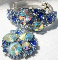 Blue Navettes Rivoli/Margarita Brooch