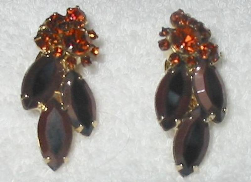 Front view of Topaz Navettes Multi-Color/Shaded Earrings Clip