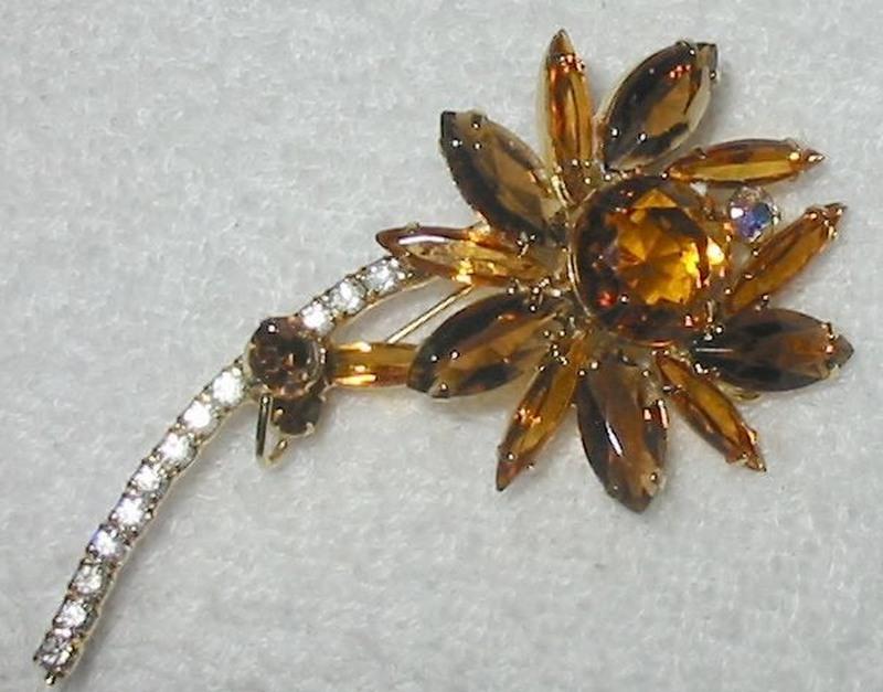 Front view of Topaz Navettes Brooch