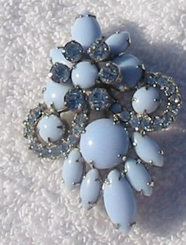 Front view of Blue Cabochons Brooch